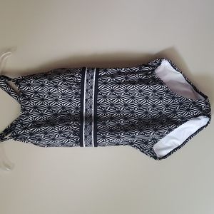 Lands End One Piece Black/White Swimsuit